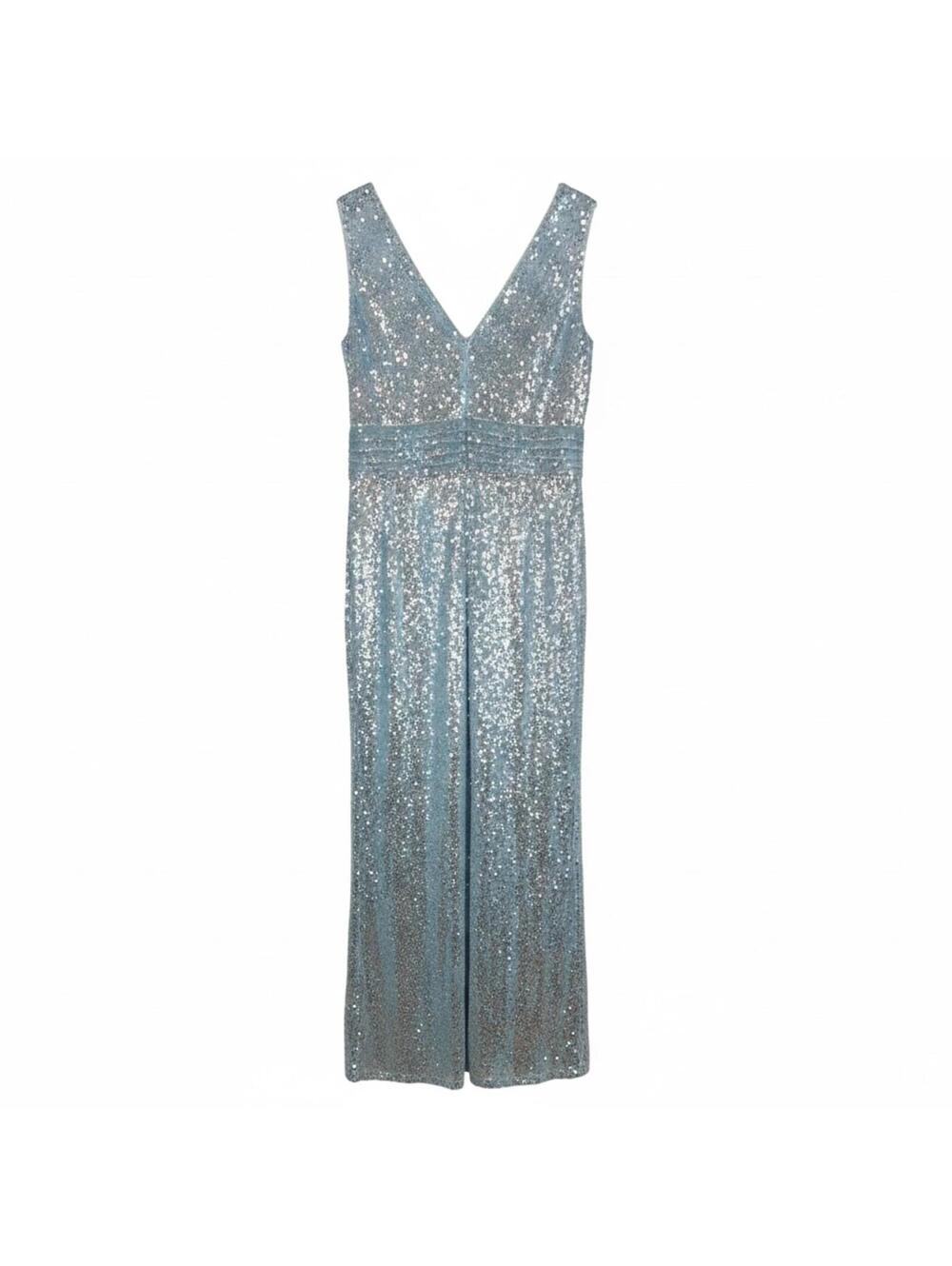 Kate Kasin Metallic Shimmer Sequin Evening Gown Floor Length Prom Dress, Size 10 - Picture 3 of 6